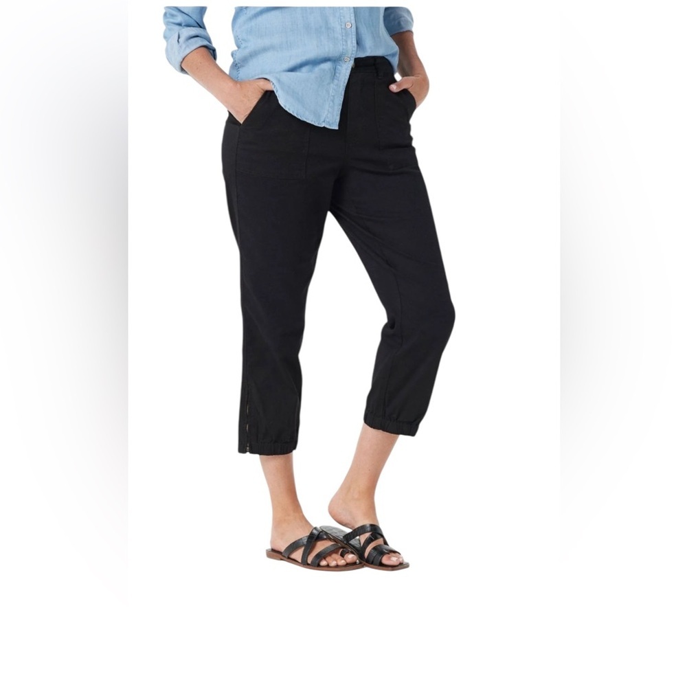 NWOT Lisa Rinna Collection Black Crop Twill Pants 6